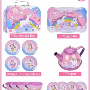 Toy Distributor China Kitchen Toys Pretend Play Preschool Metal Afternoon Tea Food Card Toy Tea Party Set for Girl - Image 21
