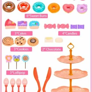 Toy Distributor China Kitchen Toys Pretend Play Preschool Metal Afternoon Tea Food Card Toy Tea Party Set for Girl - Image 23