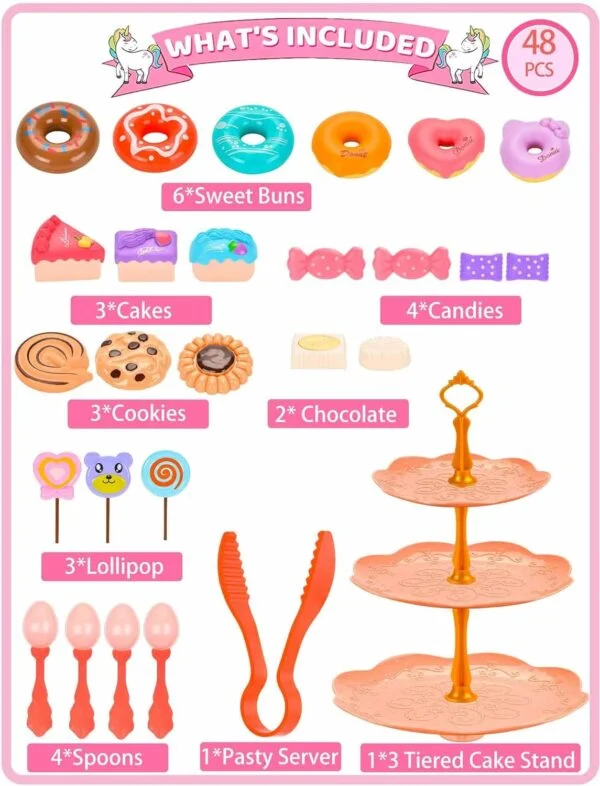 Toy Distributor China Kitchen Toys Pretend Play Preschool Metal Afternoon Tea Food Card Toy Tea Party Set for Girl - Image 12