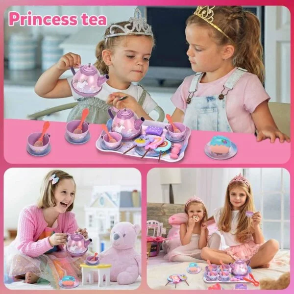 Toy Distributor China Kitchen Toys Pretend Play Preschool Metal Afternoon Tea Food Card Toy Tea Party Set for Girl - Image 18