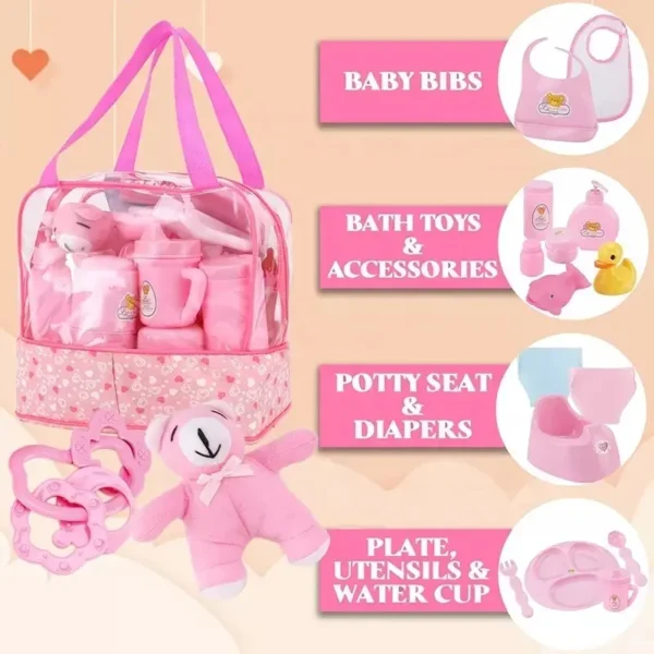30 Piece Baby Doll Care Accessories Pretend Play Set Toy - Image 10