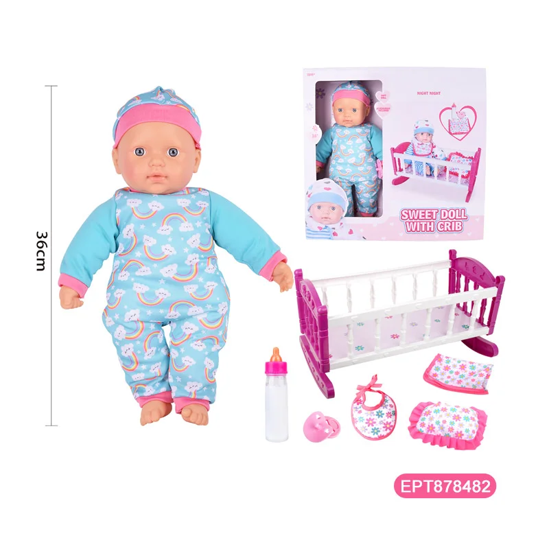 Wholesale 16 Inch Pretend Play Cotton Baby Doll Toy With Crib - Image 2