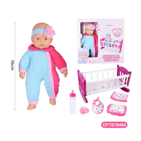 Wholesale 16 Inch Pretend Play Cotton Baby Doll Toy With Crib - Image 9