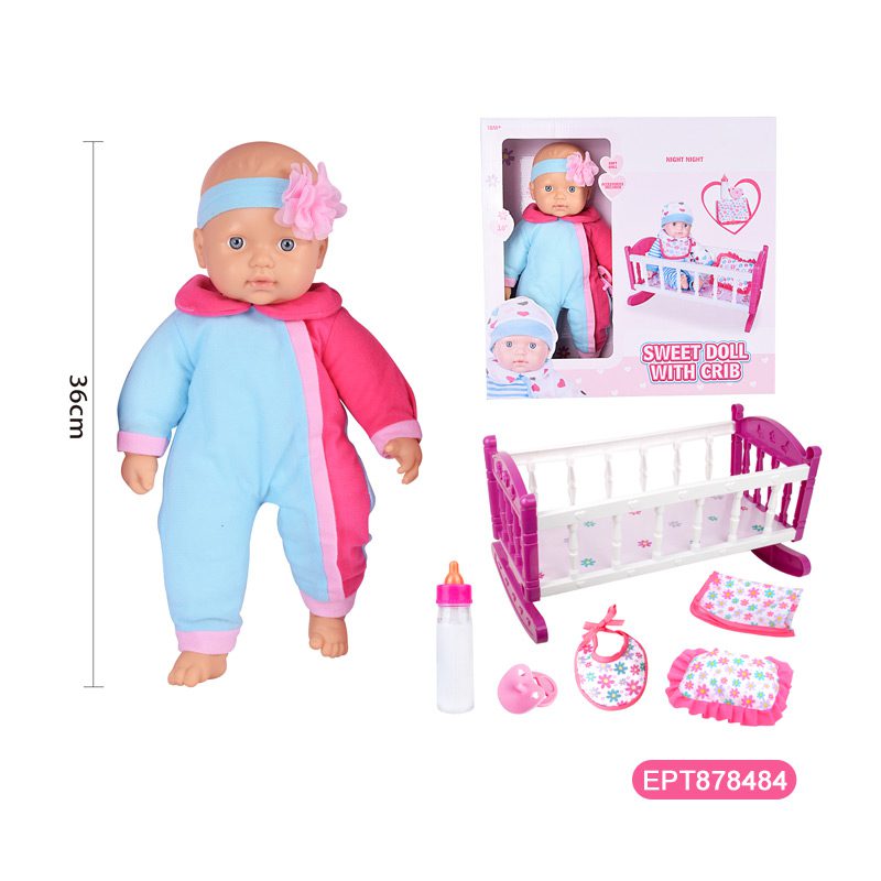 Wholesale 16 Inch Pretend Play Cotton Baby Doll Toy With Crib - Image 7