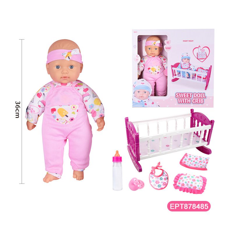Wholesale 16 Inch Pretend Play Cotton Baby Doll Toy With Crib - Image 10