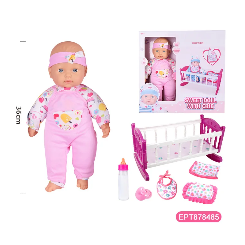 Wholesale 16 Inch Pretend Play Cotton Baby Doll Toy With Crib - Image 11