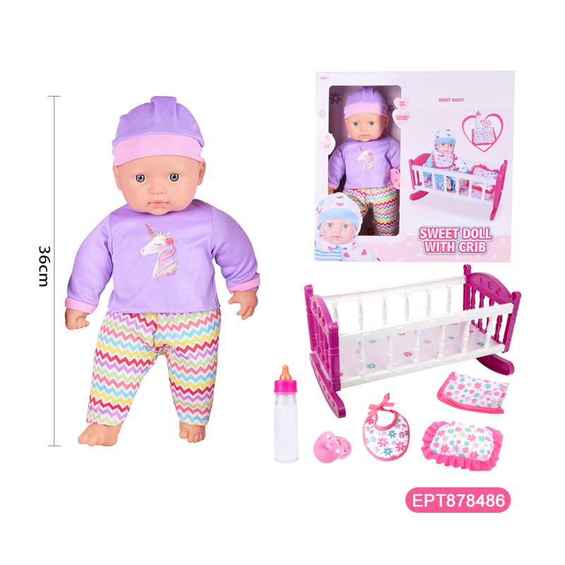 Wholesale 16 Inch Pretend Play Cotton Baby Doll Toy With Crib - Image 13