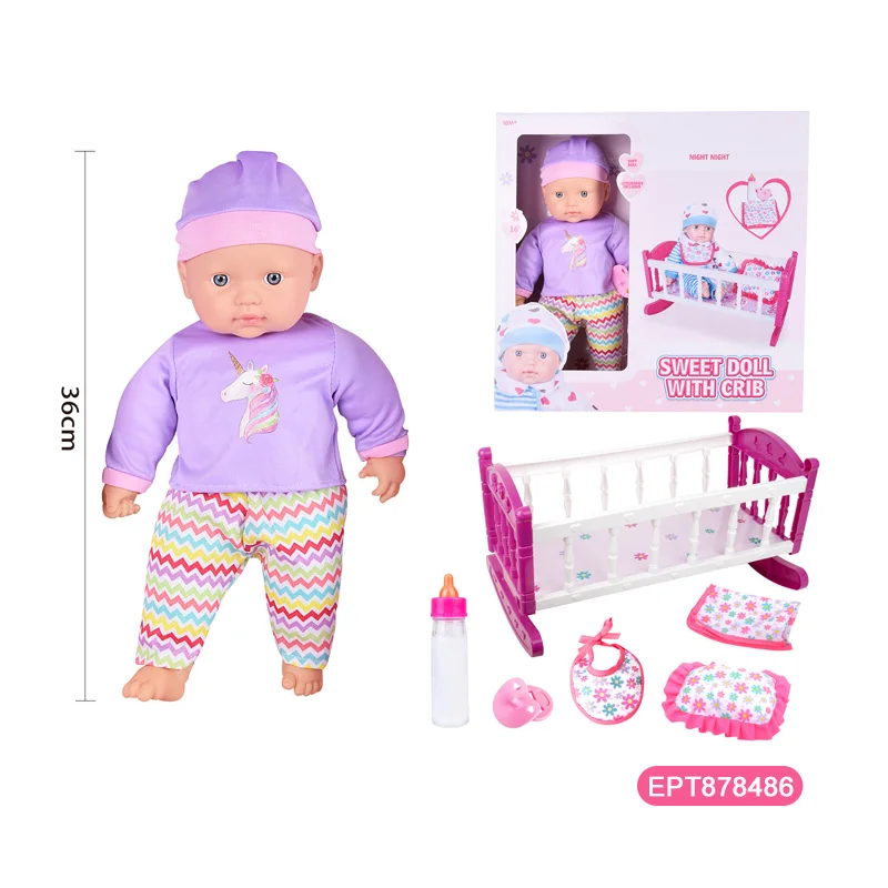 Wholesale 16 Inch Pretend Play Cotton Baby Doll Toy With Crib - Image 14