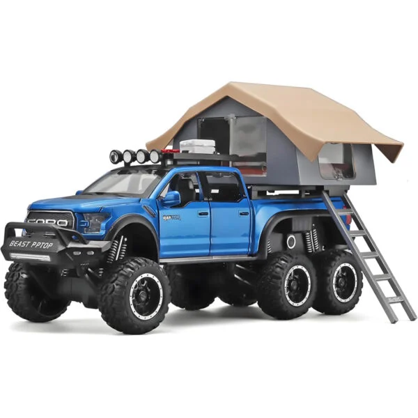 Toy Exporter China 1:24 Raptor F150 Big Wheel Alloy Diecast Car Model with Sound Light Pull Back Car Toys - Image 3