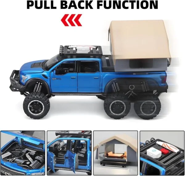 Toy Exporter China 1:24 Raptor F150 Big Wheel Alloy Diecast Car Model with Sound Light Pull Back Car Toys - Image 15