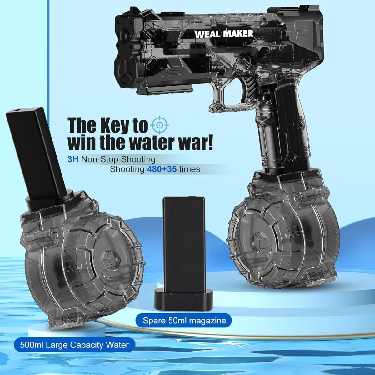 Best Toy Prices China Electric High-Speed Water Gun High-Capacity Water Storage Tank Glock Pistol Kids Summer Shooting Toy Outdoor Game - Image 5