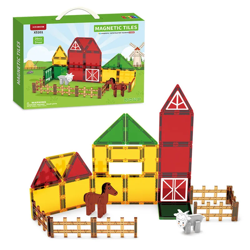 China Toy Factory 26Pcs Farm Series 7.5cm Magnetic Tiles Fun and Educational Magnetic Blocks - Image 2