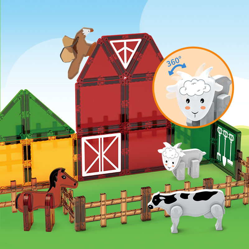 China Toy Factory 26Pcs Farm Series 7.5cm Magnetic Tiles Fun and Educational Magnetic Blocks - Image 7