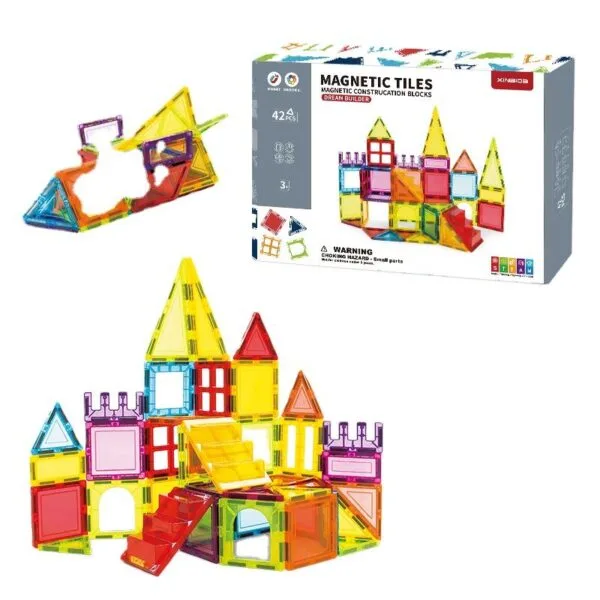 Toy Manufacturer China Toddler Kids Educational Toys 3D DIY Magnet Blocks Set Clear Magnetic Building Block Tiles For Children - Image 3