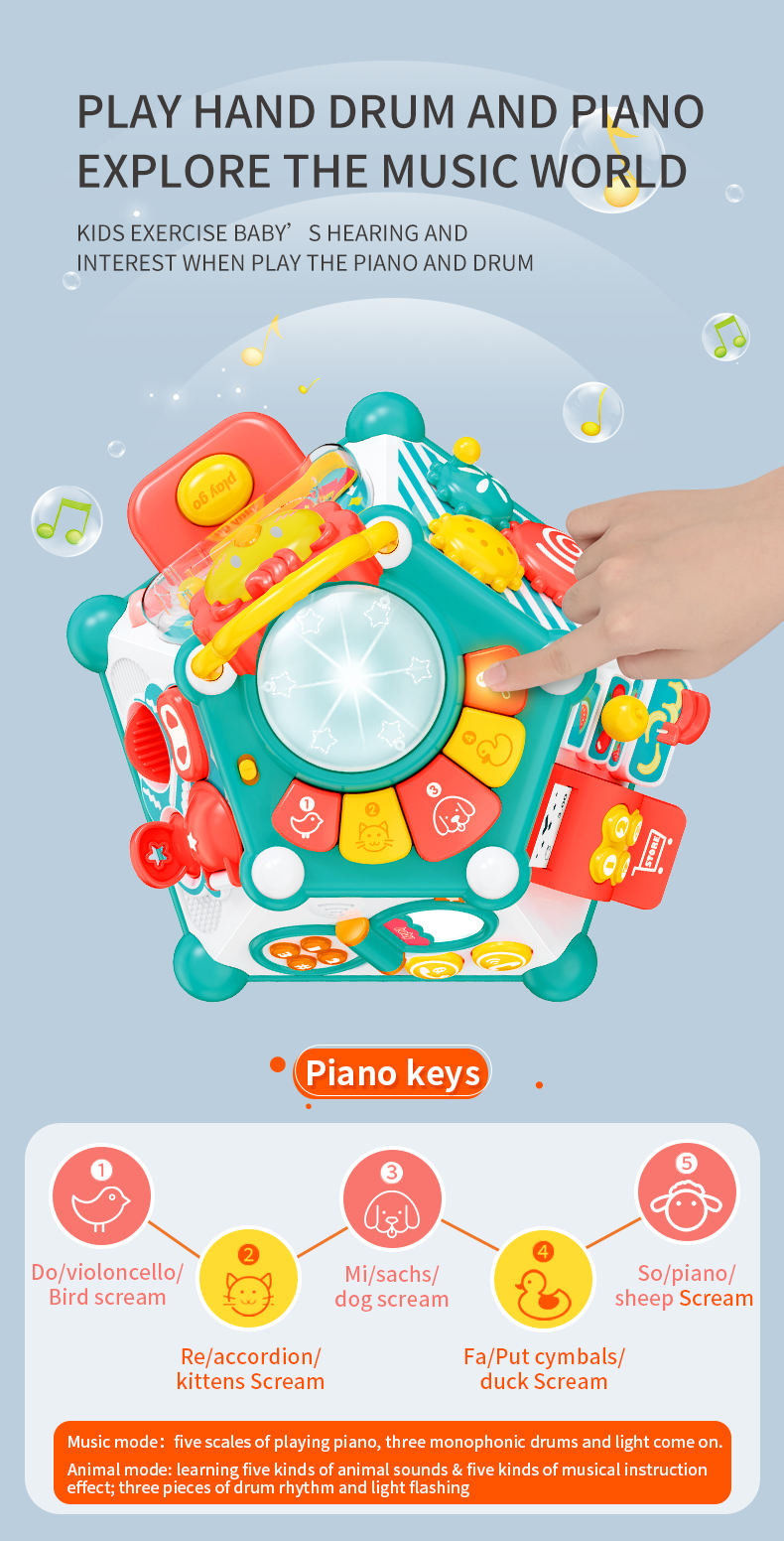 Best Toy Prices China Baby Early Learning Multi-function Puzzle Hexahedron Game Kids Educational Activity Cube Musical Toddlers Toys - Image 7
