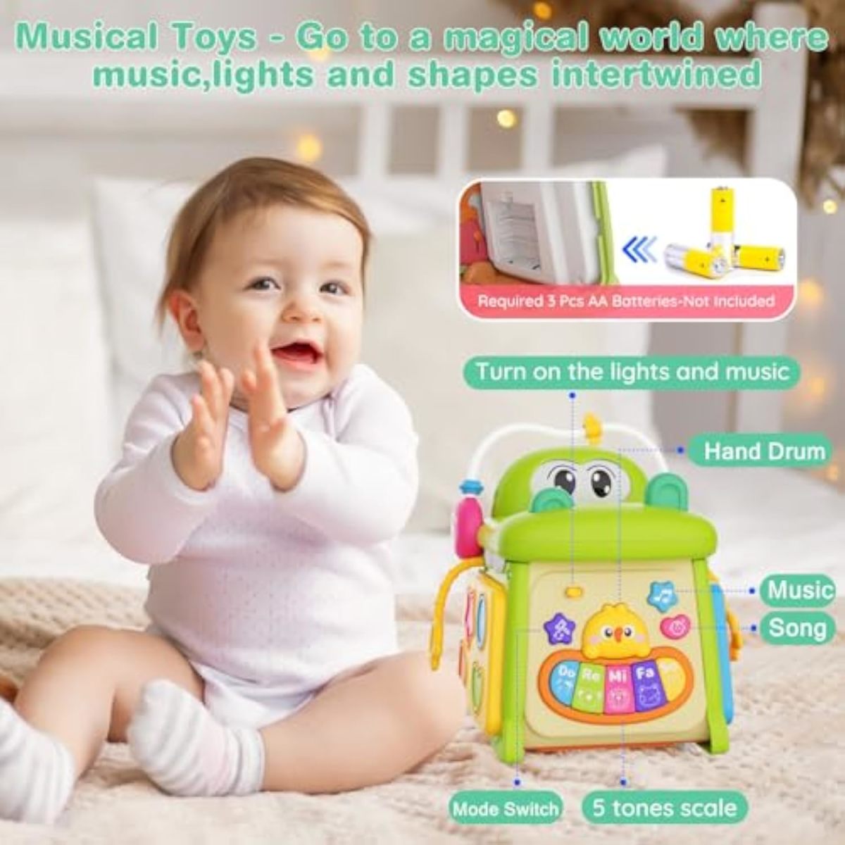 Baby Early Educational Toys Multi-functional Crocodile Polyhedron Seven-sided Drum Story Machine Xube for Baby Toy - Image 7