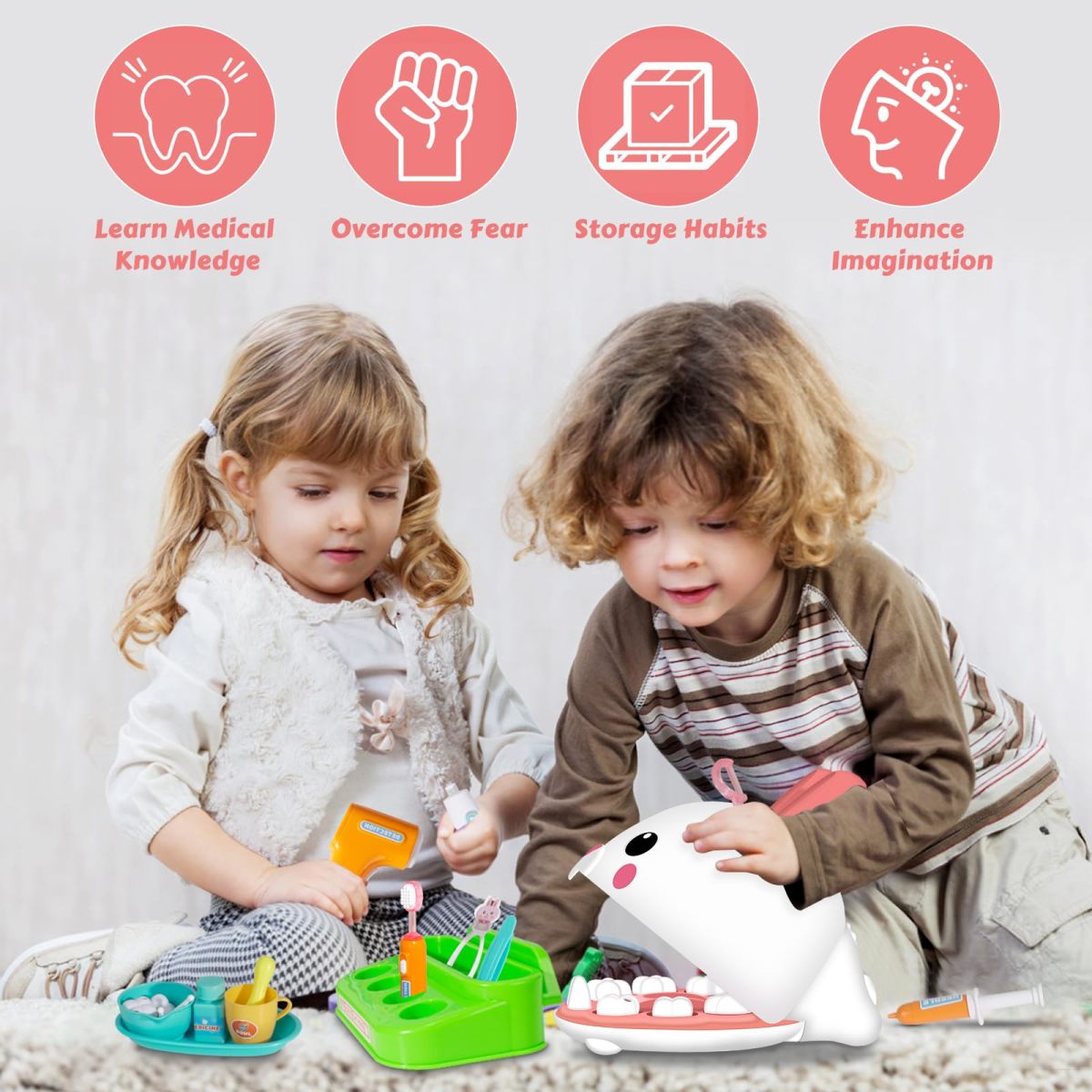 Custom Toy Manufacturer Children Pretend Play Juguetes De Doctor Plastic Pet Dentist Rabbit Play Doctor Toy Set for Kids - Image 3
