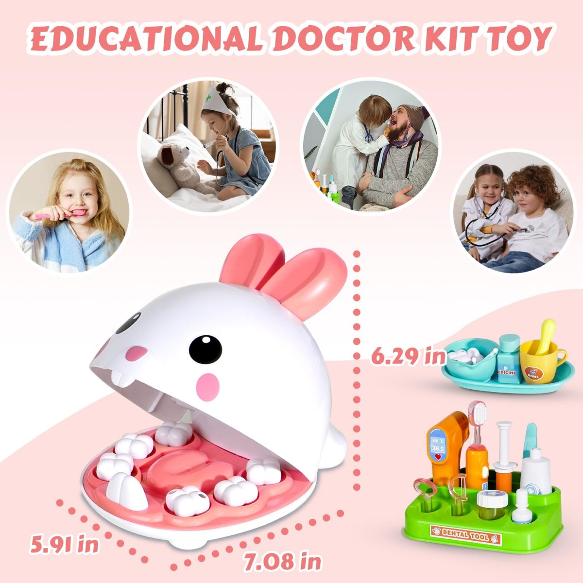 Custom Toy Manufacturer Children Pretend Play Juguetes De Doctor Plastic Pet Dentist Rabbit Play Doctor Toy Set for Kids - Image 7