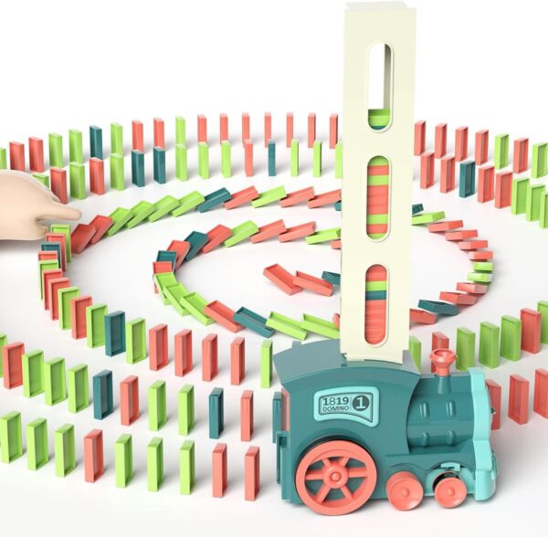 Custom Kids Games Electric Automatic Dominoes Stacking Creative Game Jouet Domino Train Toy Set - Image 2