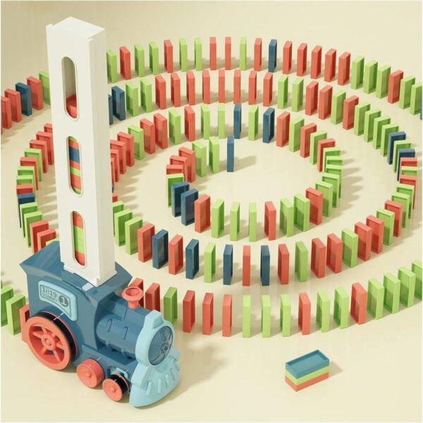 Custom Kids Games Electric Automatic Dominoes Stacking Creative Game Jouet Domino Train Toy Set - Image 4