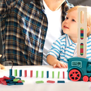Custom Kids Games Electric Automatic Dominoes Stacking Creative Game Jouet Domino Train Toy Set - Image 19