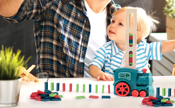 Custom Kids Games Electric Automatic Dominoes Stacking Creative Game Jouet Domino Train Toy Set - Image 12