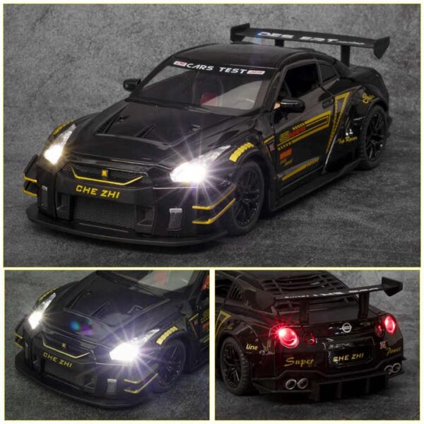 B2B Toy Supplier Diecast Model Cars 1:24 Metal Nissan GTR Sports Car with Sound and Light Pullback Toy Model Decoration Alloy Model Car - Image 10
