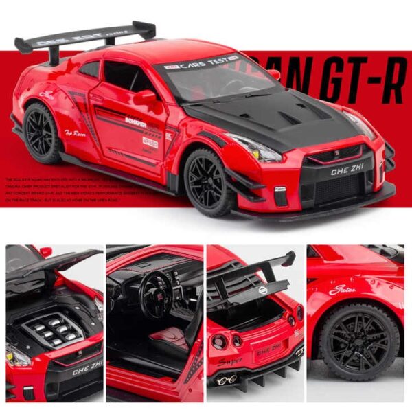 B2B Toy Supplier Diecast Model Cars 1:24 Metal Nissan GTR Sports Car with Sound and Light Pullback Toy Model Decoration Alloy Model Car - Image 12
