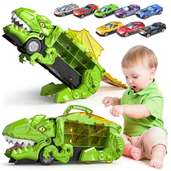 Wholesale Dinosaur Eating Cars Toy Truck Transport Carrier Car Dinosaur Truck Friction Toy Vehicle for Kids - Image 2