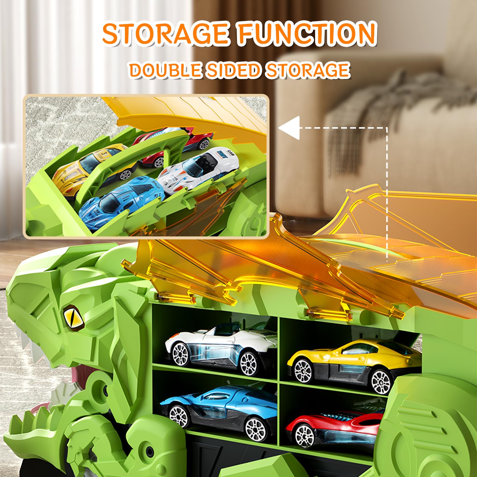 Wholesale Dinosaur Eating Cars Toy Truck Transport Carrier Car Dinosaur Truck Friction Toy Vehicle for Kids - Image 5