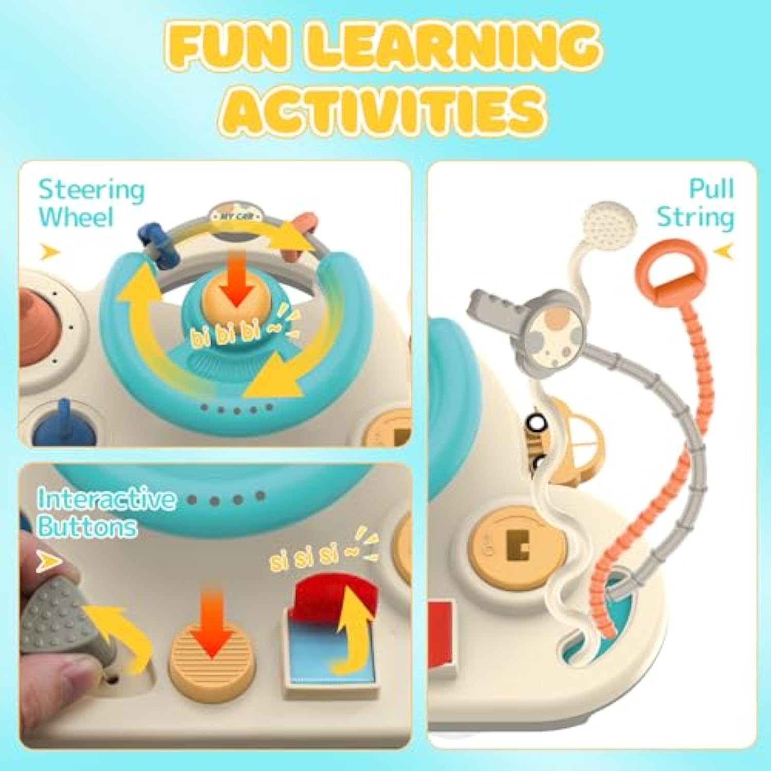 Educational Multi-functional Baby Sensory Toys Kids Busy Board Steering Wheel Gaming Montessori Toys - Image 3