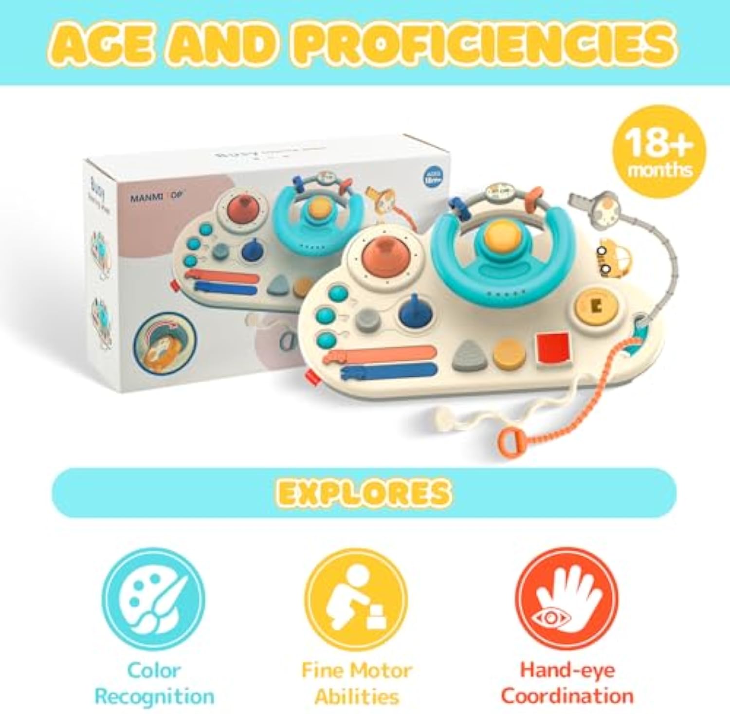 Educational Multi-functional Baby Sensory Toys Kids Busy Board Steering Wheel Gaming Montessori Toys - Image 7