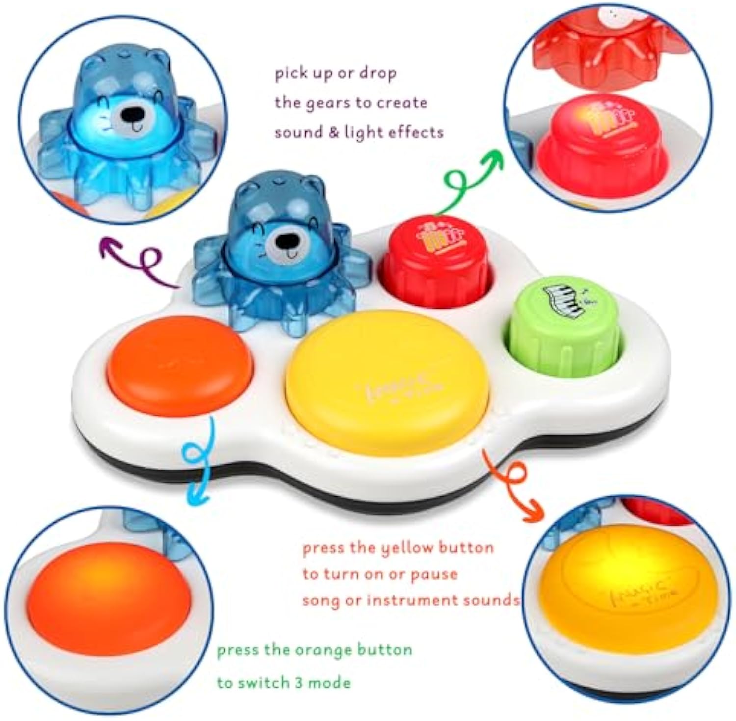 OEM Toys China Drum Toy Infant Early Education Musical Instrument Electric Baby Musical Light Up Toys Drum Gear - Image 5