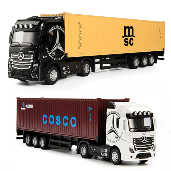 Toy Cars 1:50 Alloy Truck Model Removable Engineering Transport Container Lorry Vehicle Pull Back Toy with Light Sound - Image 2