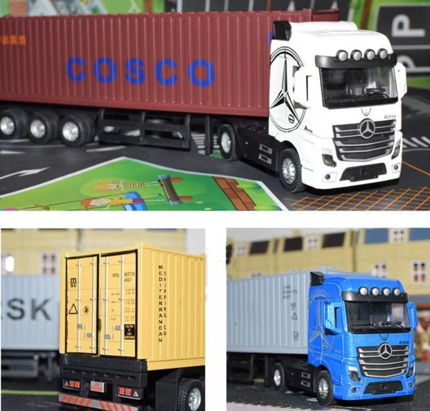 Toy Cars 1:50 Alloy Truck Model Removable Engineering Transport Container Lorry Vehicle Pull Back Toy with Light Sound - Image 5