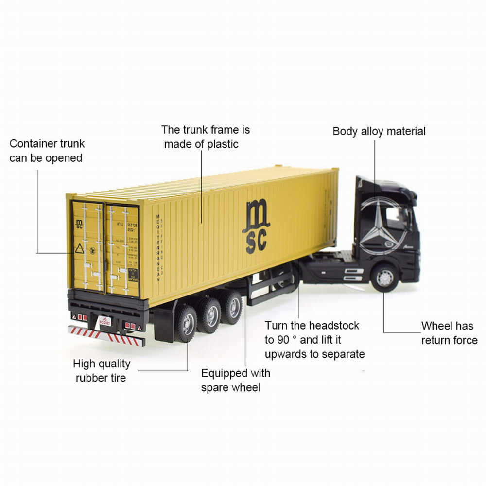 Toy Cars 1:50 Alloy Truck Model Removable Engineering Transport Container Lorry Vehicle Pull Back Toy with Light Sound - Image 7