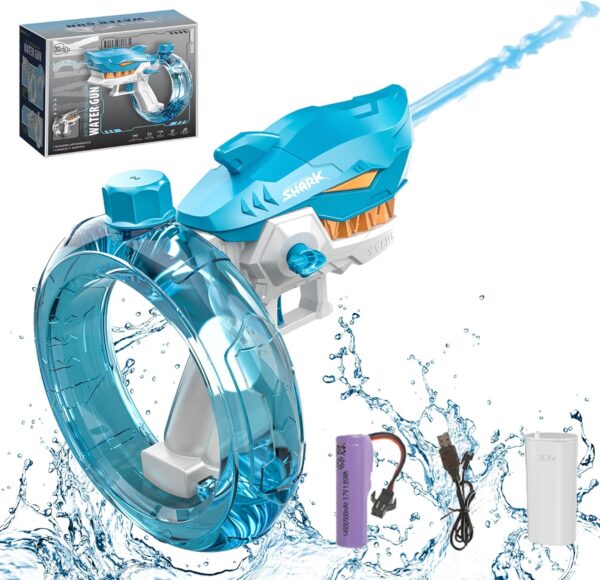 Kids Outdoor Toys Cool Shark Shape Adult Water Gun Electric Water Gun Up to 32 ft Long Range Automatic Water Gun for Kids - Image 2