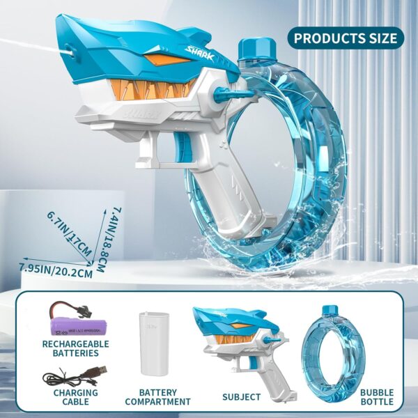 Kids Outdoor Toys Cool Shark Shape Adult Water Gun Electric Water Gun Up to 32 ft Long Range Automatic Water Gun for Kids - Image 4