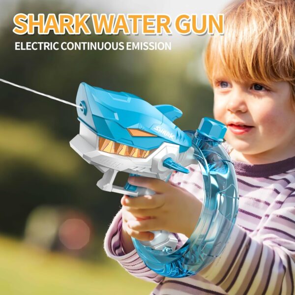 Kids Outdoor Toys Cool Shark Shape Adult Water Gun Electric Water Gun Up to 32 ft Long Range Automatic Water Gun for Kids - Image 10
