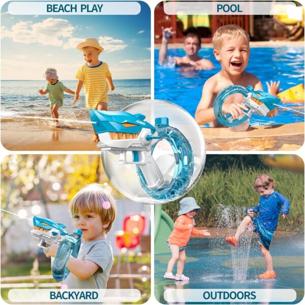 Kids Outdoor Toys Cool Shark Shape Adult Water Gun Electric Water Gun Up to 32 ft Long Range Automatic Water Gun for Kids - Image 12
