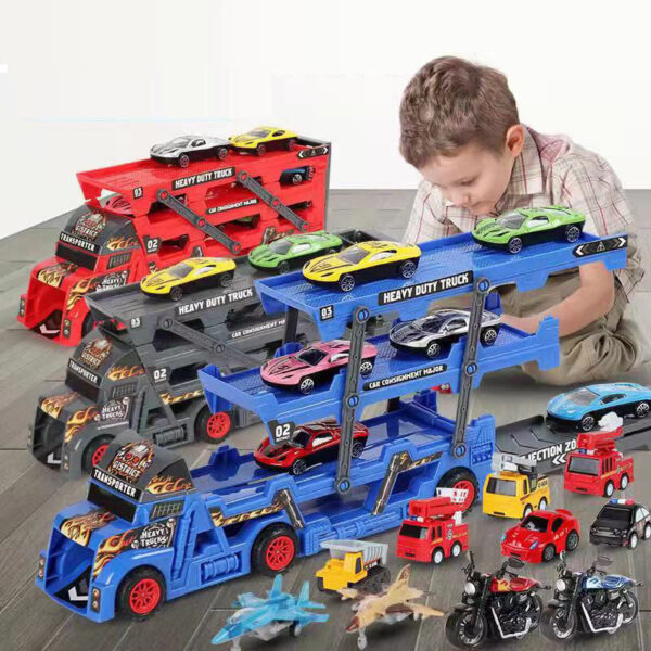 Toy Cars Hot Sell Metal Diecast Model Cars Freewheel Truck Set 8 Pcs Semi Trailer Truck Carrier Truck - Image 2