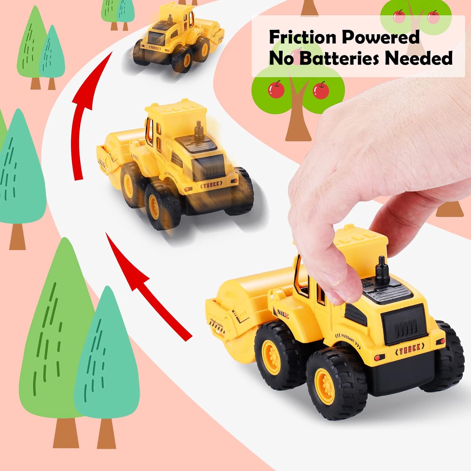 Toy Cars Colorful 4 Pack Friction Powered Construction Truck Toys Vehicles Construction Toys - Image 3