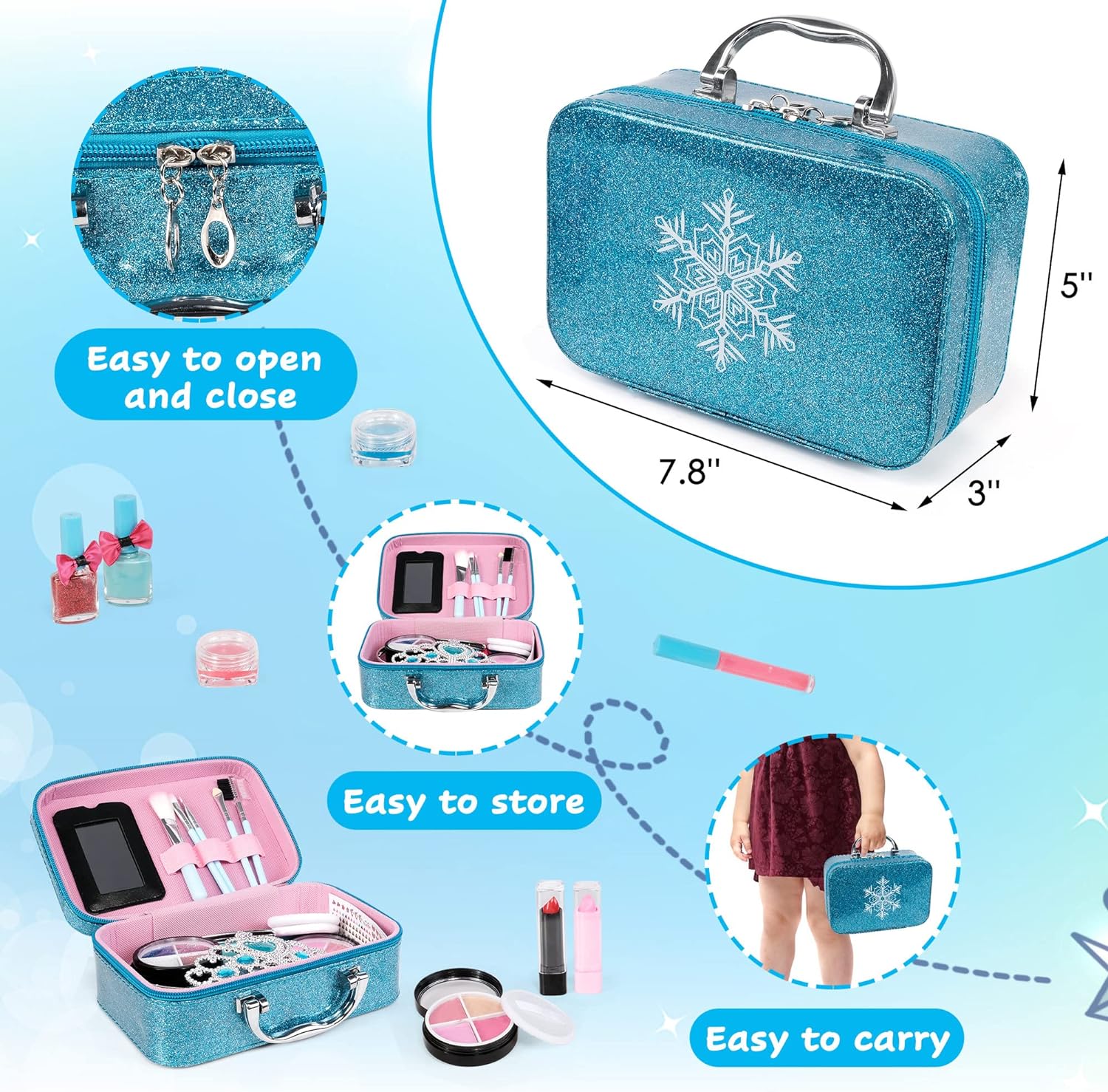 Girl Toys Real Washable Kids Lip Gloss Mini Nail Makeup Kit Makeup Set Toy for Girl - Image 7