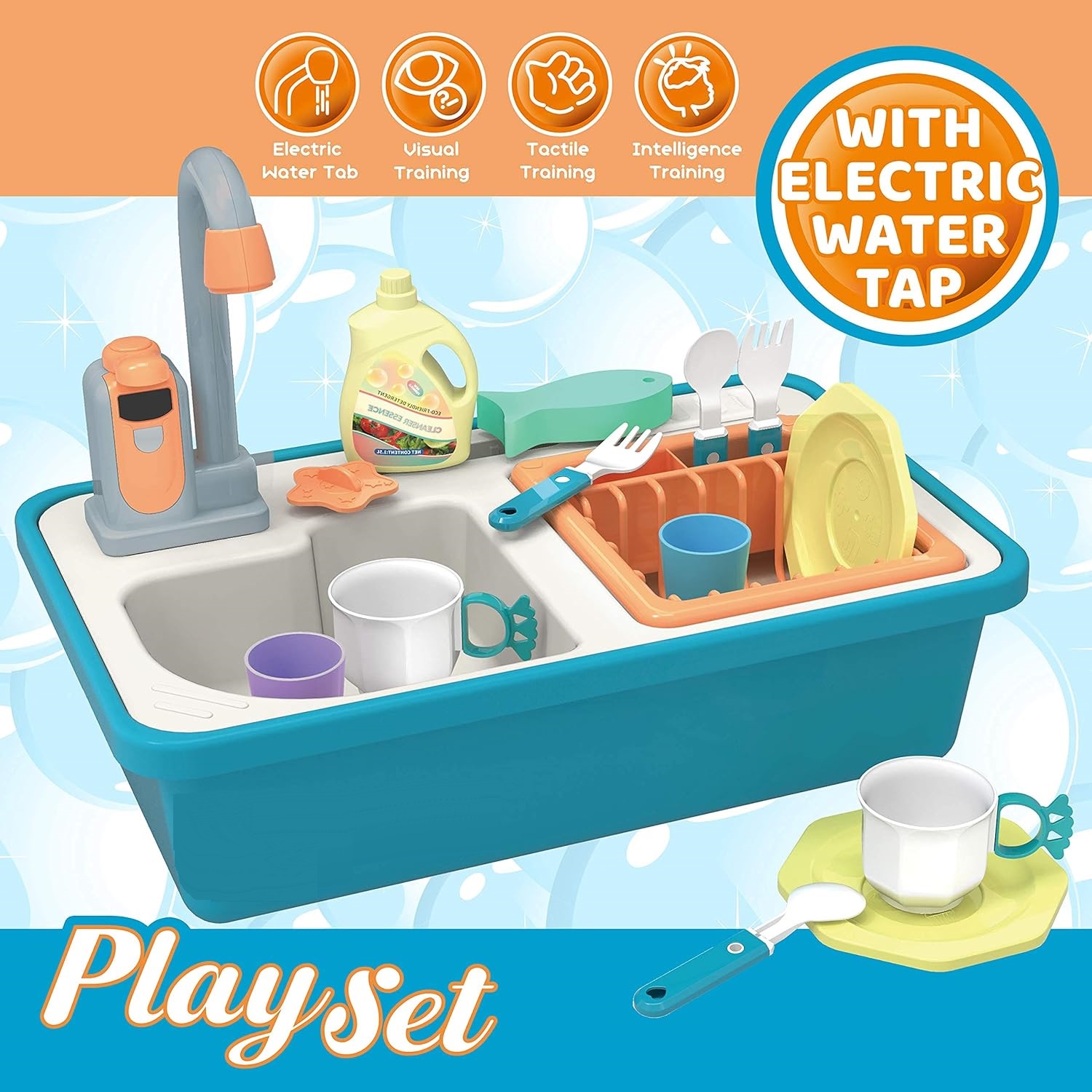 High Quality Pretend Kitchen Play Toy Mini Washing Machine Washing Sink Circulate Water Faucet Role Play - Image 5