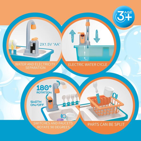 High Quality Pretend Kitchen Play Toy Mini Washing Machine Washing Sink Circulate Water Faucet Role Play - Image 8