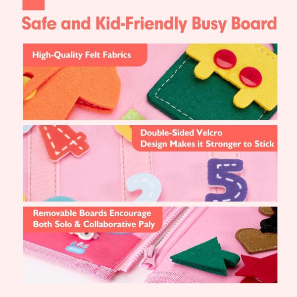 Wholesale Baby Sensory Silicone Pull String Montessori Toys Pink Unicorn Felt Busy Boards for Kids - Image 6