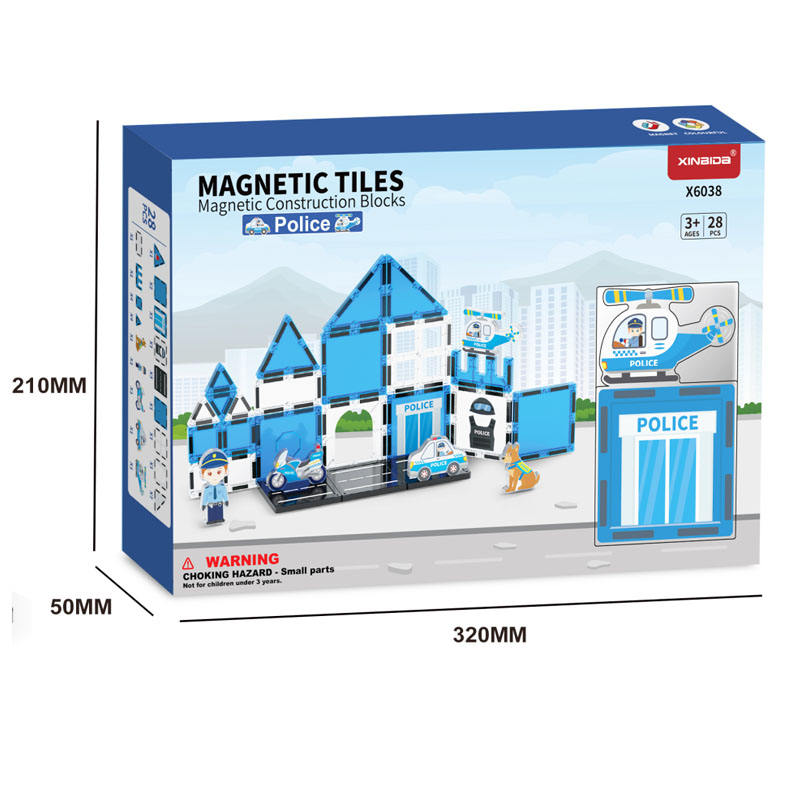 3D Police Theme Magnetic Blocks Set Plastic Building Toys with Magnets for Children Magnetic Tiles Blocks - Image 8
