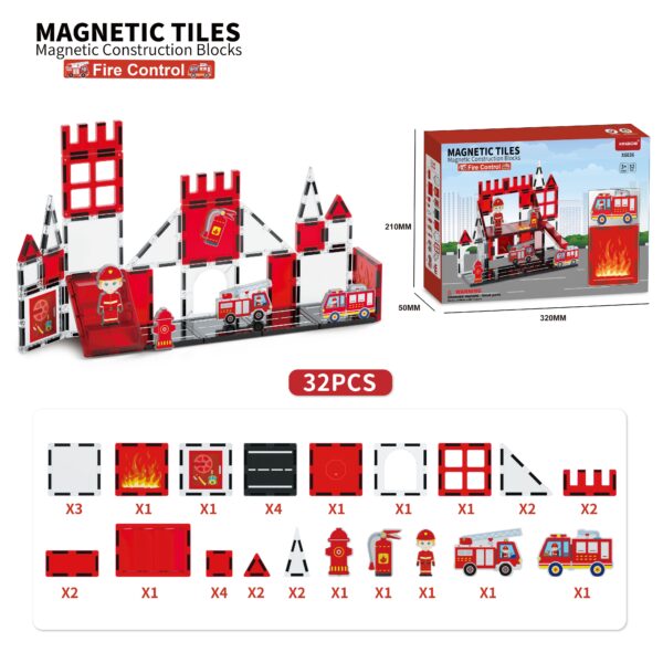Early Educational Magnetic Construction Block Toys Fire Control Theme Magnetic Tiles Assembled Magnetic Toy - Image 7