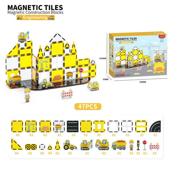 ABS Plastic Engineering Series Magnetic Tiles Set For Kids Magnetic Toy Block DIY Magnetic Play Blocks - Image 14