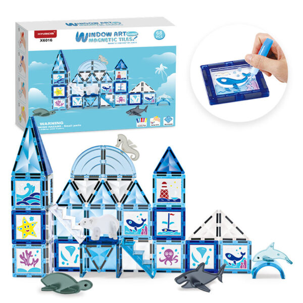 Creative Children Toy Magnetic Tiles Kids Early Education 3D Magnetic Building Tiles With Color Glue Painting Learning - Image 2
